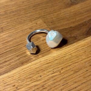 Silver and White Pearl Ring